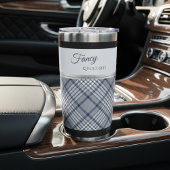 Trendiger blauer Karo-Fancy-und-Focused-Reisebeche Thermobecher