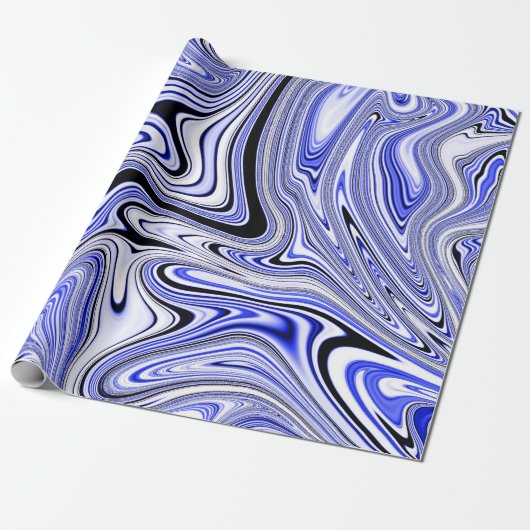 Trendiger blauer Marmorwirbel Geschenkpapier (Ungerollt)