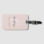 Trendiger Blush Pink Grauer Skript Monogramm Name Gepäckanhänger (Vorderseite (Horizontal))