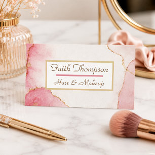 Trendiger Blush-Pink-Marmor-Gold-Friseur Visitenkarte