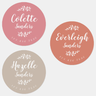 Trendiger Boho personalisierter Name Etiketten