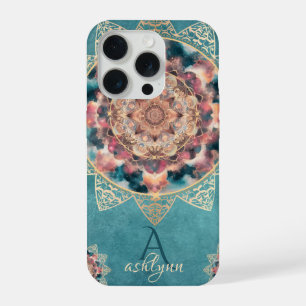 Trendiger Boho-Wasserfarben-Nebel-Gold-Blumen-Mand iPhone 15 Pro Hülle