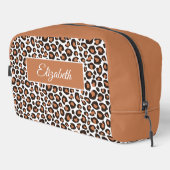 Trendiger brauner Leopard mit Namen Kosmetiktasche Waschbeutel (Rechte Ecke)