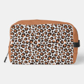 Trendiger brauner Leopard mit Namen Kosmetiktasche Waschbeutel (Rückseite)