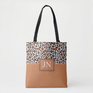 Trendiger brauner Leopardenprint mit Initialen Tasche