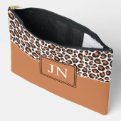 Trendiger brauner Leopardenprint mit Initialen Zubehörtasche (Offen)