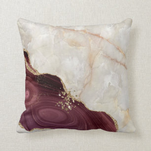 Trendiger Creme Burgunder Marmor Stein Textur Kissen