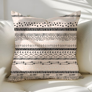 Trendiger ethnischer tribal Boho-Rosa-Schwarz-Must Kissen