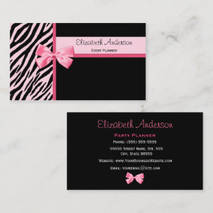 Trendiger Eventplaner Pink und Schwarz Zebra mit S Visitenkarte