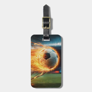 Trendiger Fußball auf Feuerfußball personalisiert Gepäckanhänger