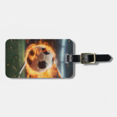 Trendiger Fußball auf Feuerfußball personalisiert Gepäckanhänger (Vorderseite horizontal)