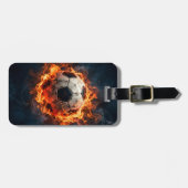 Trendiger Fußball auf Feuerfußball Personalized Gepäckanhänger (Vorderseite horizontal)