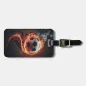 Trendiger Fußball auf Feuerfußball Personalized Gepäckanhänger (Vorderseite horizontal)