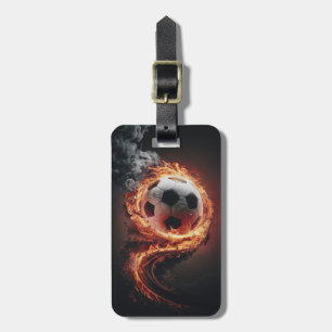 Trendiger Fußball auf Feuerfußball Personalized   Gepäckanhänger