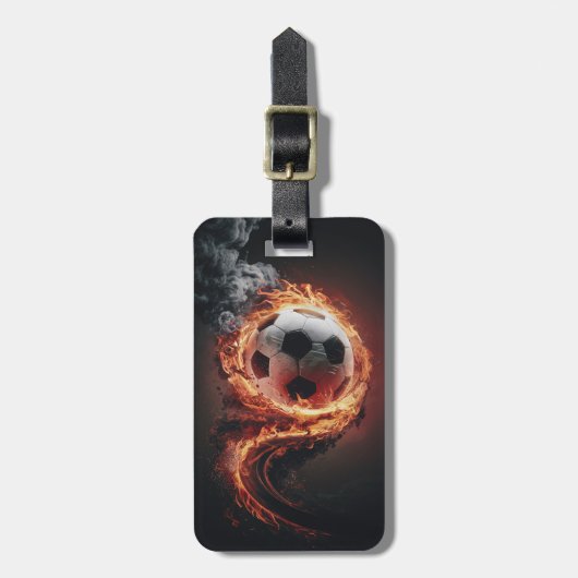 Trendiger Fußball auf Feuerfußball Personalized Gepäckanhänger (Vorderseite vertikal)