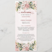 Trendiger Garten-Rosé-Blumen-Eukalyptus-Hochzeit Programm (Vorderseite)