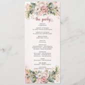 Trendiger Garten-Rosé-Blumen-Eukalyptus-Hochzeit Programm (Rückseite)
