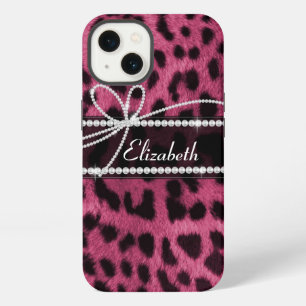 Trendiger, girly-falscher, heißrosa Leopard-Tierdr iPhone 13 Hülle