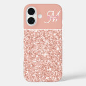trendiger, girly Soft-Blush-Sparkle-Monogramm-Name Case-Mate iPhone Hülle (Rückseite)
