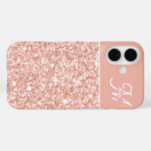 trendiger, girly Soft-Blush-Sparkle-Monogramm-Name Case-Mate iPhone Hülle (Rückseite (Horizontal))