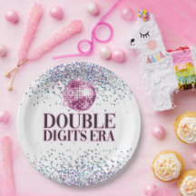 Trendiger Glitter Disco Doppelziffer Geburtstag