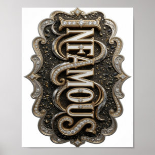 Trendiger Gold FAMOUS Druck Poster