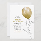 Trendiger goldener Ballon 40. Geburtstag Einladung (Vorderseite)
