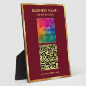 Trendiger Goldtext-QR-Code-Upload-Logo-Vorlage Fotoplatte (Seite)