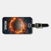 Trendiger Golfball auf Feuer Personalized Gepäckanhänger (Vorderseite horizontal)
