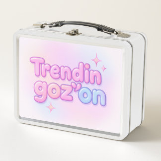 Trendiger Goz On Y2K Pastel-Blasenbuchstabe  Metall Brotdose
