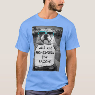 Trendiger Grafik-Bulldogge wird Hausaufgaben für B T-Shirt