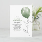 Trendiger grüner Luftballon 30. Geburtstag Einladung (Stehend Vorderseite)