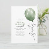 Trendiger grüner Luftballon 60. Geburtstag Einladung (Stehend Vorderseite)