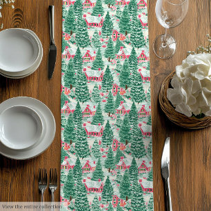 Trendiger heißrosa roter preppy-Weihnachtstischläu Mittelgroßer Tischläufer
