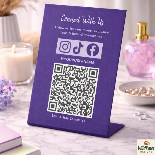 Trendiger Holografischer QR-Code | Verbinde dich m Sockelschild