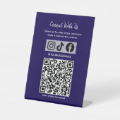 Trendiger Holografischer QR-Code | Verbinde dich m Sockelschild (Vorderseite)