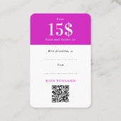 Trendiger Hot Pink Rabatt-Gutschein QR-Code-Script Rabattkarte (Rückseite)