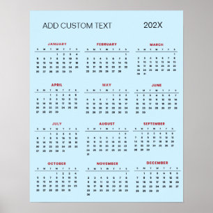 Trendiger Kalender 2025 mit eigenem Text Poster
