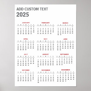 Trendiger Kalender 2025 mit eigenem Text Poster