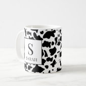 Trendiger Kuhdruck-Monogramm-Initial-Name-Becher Kaffeetasse (Vorderseite Links)