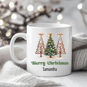 Trendiger Leopard-Weihnachtsbaum Personalisierter  Kaffeetasse