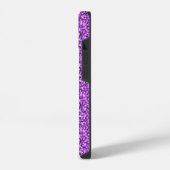 Trendiger lila Glitter-Monogramm-Initial-Name iPhone Hülle (Linke Seite)