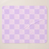 Trendiger lila Monogramm-Initial-Karo-Check Sherpadecke (Vorderseite (Horizontal))