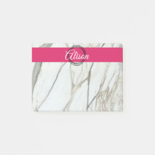 Trendiger Marmor, rosa individuelle Name Post-it Klebezettel