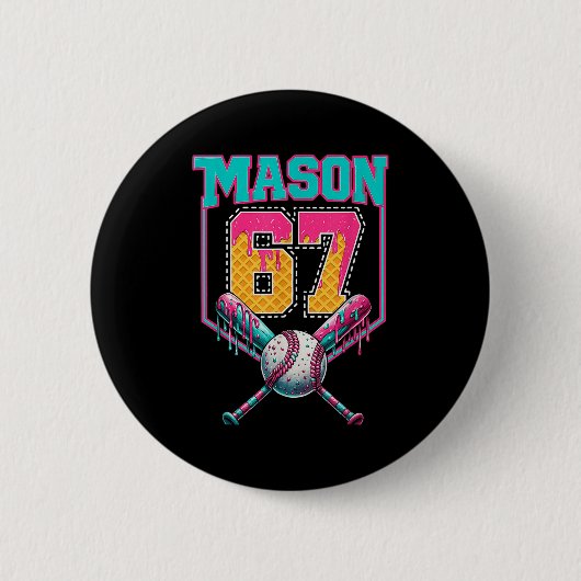 Trendiger Mason 67 Mem Eiscreme-Tropf Baseball Geb Button (Vorderseite)