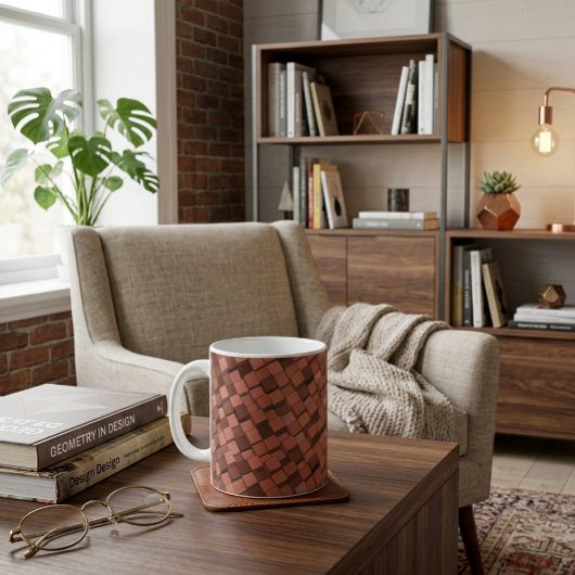 Trendiger Mocha-Mousse-3D-Würfelmuster Kaffeetasse