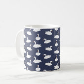 Trendiger moderner blauer Schwan-Muster-Becher Kaffeetasse (Vorderseite Links)