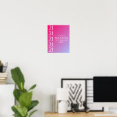Trendiger moderner, fetter rosa Farbverlauf 21. Ge Poster (Heimbüro)