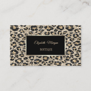Trendiger moderner Glitter-Leopardenprint, Rahmen Visitenkarte