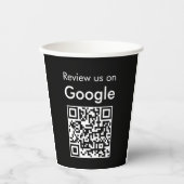 Trendiger moderner Google-Review-QR-Code Pappbecher (Vorderseite)